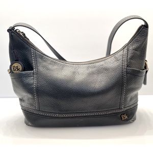 THE SAK SEQUOIA HOBO BLACK PEBBLE LEATHER SHOULDER TOTE BAG 17236-CV